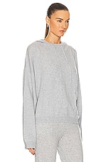 Loulou Studio Linosa Cashmere Hoodie in Grey Melange, view 2, click to view large image.