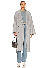 Loulou Studio Borneo Coat in Grey Melange, view 1, click to view large image.