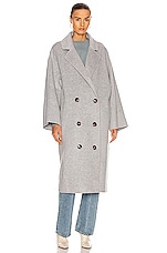 Loulou Studio Borneo Coat in Grey Melange, view 2, click to view large image.