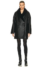 Loulou Studio Namo Shearling Coat in Black, view 2, click to view large image.
