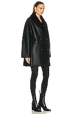 Loulou Studio Namo Shearling Coat in Black, view 3, click to view large image.