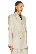 Loulou Studio New Donau Blazer in Beige, view 3, click to view large image.