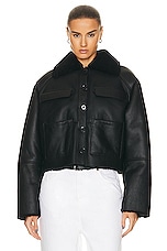 Loulou Studio Bugur Shearling Jacket in Black, view 1, click to view large image.