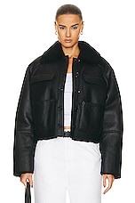 Loulou Studio Bugur Shearling Jacket in Black, view 2, click to view large image.