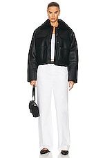 Loulou Studio Bugur Shearling Jacket in Black, view 5, click to view large image.