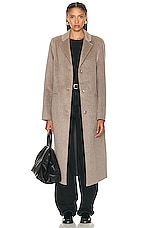 Loulou Studio Mill Long Coat in Beige Melange, view 1, click to view large image.