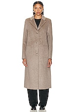 Loulou Studio Mill Long Coat in Beige Melange, view 2, click to view large image.