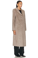 Loulou Studio Mill Long Coat in Beige Melange, view 3, click to view large image.