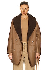 Loulou Studio Namo Shearling Coat in Brown, view 1, click to view large image.