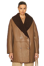 Loulou Studio Namo Shearling Coat in Brown, view 2, click to view large image.