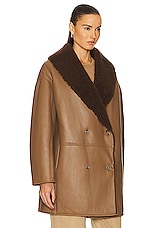 Loulou Studio Namo Shearling Coat in Brown, view 3, click to view large image.