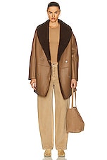 Loulou Studio Namo Shearling Coat in Brown, view 5, click to view large image.
