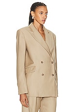 Loulou Studio New Donau Blazer in Beige, view 3, click to view large image.