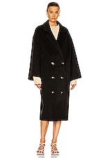 Loulou Studio Borneo Coat in Black, view 2, click to view large image.