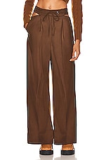 Loulou Studio Joli Cut Out Pants in Brown, view 1, click to view large image.