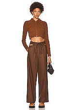 Loulou Studio Joli Cut Out Pants in Brown, view 4, click to view large image.