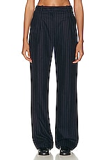 Loulou Studio Amoya Wide Leg Pant in Navy Stripes, view 1, click to view large image.