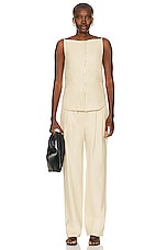 Loulou Studio Takaroa Elastic Pant in Sand, view 4, click to view large image.