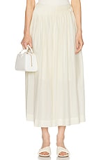 Loulou Studio Artemis Long Skirt With Gathers in Ivory, view 1, click to view large image.