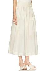 Loulou Studio Artemis Long Skirt With Gathers in Ivory, view 2, click to view large image.