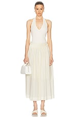 Loulou Studio Artemis Long Skirt With Gathers in Ivory, view 4, click to view large image.