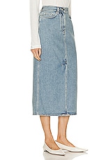 Loulou Studio Rona Denim Long Skirt in Washed Light Blue, view 2, click to view large image.