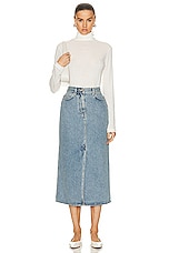 Loulou Studio Rona Denim Long Skirt in Washed Light Blue, view 4, click to view large image.