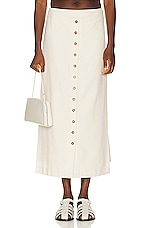 Loulou Studio Atri Long Buttoned Skirt in Rice Ivory, view 1, click to view large image.