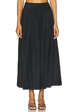 Loulou Studio Artemis Long Skirt With Gathers in Black, view 1, click to view large image.