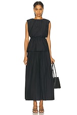 Loulou Studio Artemis Long Skirt With Gathers in Black, view 4, click to view large image.