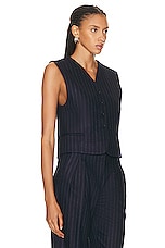 Loulou Studio Smith Vest in Navy Stripes, view 2, click to view large image.