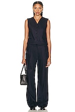 Loulou Studio Smith Vest in Navy Stripes, view 4, click to view large image.