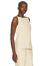 Loulou Studio Mihant Sleeveless Top in Sand, view 2, click to view large image.