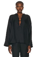 Loulou Studio Zamia Top in Black, view 1, click to view large image.