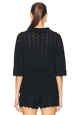 Loulou Studio Adria Short Sleeve Cardigan in Black, view 3, click to view large image.