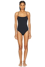 Loulou Studio Dionysos One Piece Swimsuit in Black, view 2, click to view large image.