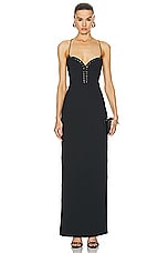 Ludovic de Saint Sernin Cleavage Long Dress in Black, view 1, click to view large image.