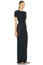 Ludovic de Saint Sernin Long Simple Short Sleeve Dress in Black, view 2, click to view large image.