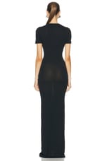 Ludovic de Saint Sernin Long Simple Short Sleeve Dress in Black, view 3, click to view large image.