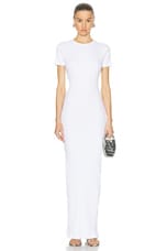 Ludovic de Saint Sernin Long Simple Short Sleeve Dress in White, view 1, click to view large image.