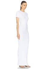 Ludovic de Saint Sernin Long Simple Short Sleeve Dress in White, view 2, click to view large image.