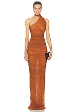 Ludovic de Saint Sernin Halter Kendall Dress in Chestnut Terracotta, view 1, click to view large image.