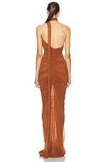 Ludovic de Saint Sernin Halter Kendall Dress in Chestnut Terracotta, view 4, click to view large image.