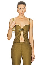 Ludovic de Saint Sernin Easy Cleavage Top in Olive Green, view 1, click to view large image.