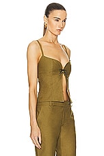 Ludovic de Saint Sernin Easy Cleavage Top in Olive Green, view 2, click to view large image.