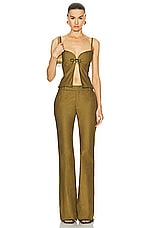 Ludovic de Saint Sernin Easy Cleavage Top in Olive Green, view 4, click to view large image.