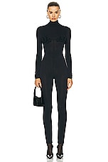 Magda Butrym Long Sleeve Jumpsuit in Black, view 1, click to view large image.