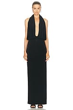 Magda Butrym Plunge Halter Dress in Black, view 2, click to view large image.
