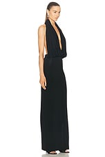 Magda Butrym Plunge Halter Dress in Black, view 3, click to view large image.