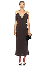 Magda Butrym Cowl Neck Long Dress in Brown, view 1, click to view large image.